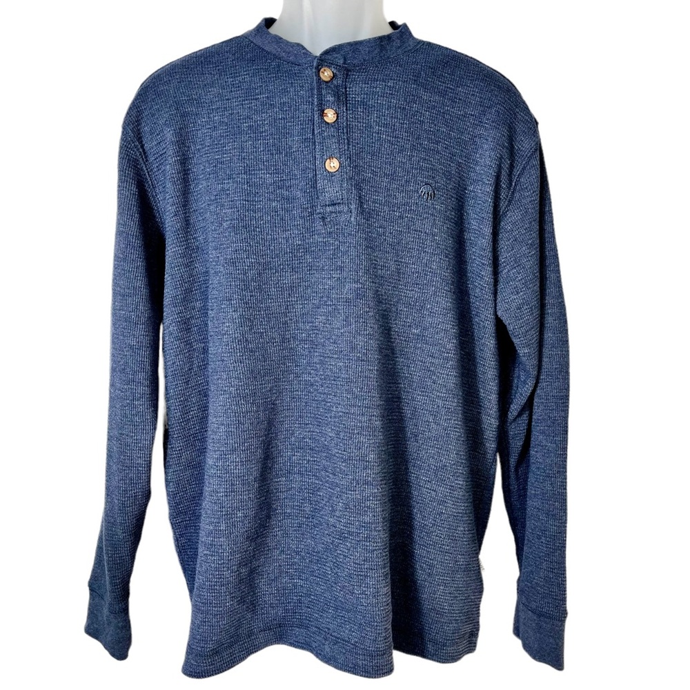 WOLVERINE WALDEN LONG SLEEVE HENLEY NAVY WAFFLE‎ THERMAL MENS LARGE